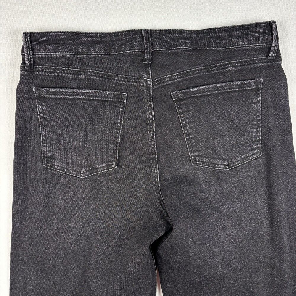 Kut from the Kloth Meg Fab Ab Jeans Womens 12 Black Rhinestone Wide Leg Raw Hem - Picture 7 of 16